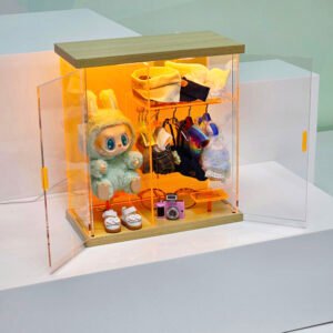 Factory Wholesale Acrylic Display Box Modern LED Labubu Case for Doll Display Racks