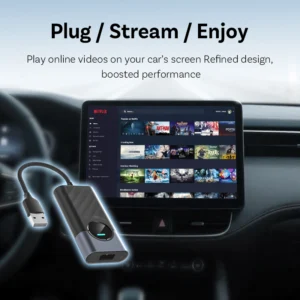 CA515-M multimedia adapter with an illustrated streaming screen for use while parked