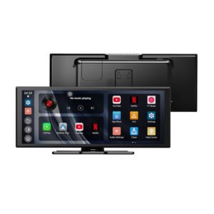 N95 portable multimedia display, front and rear views with app screen